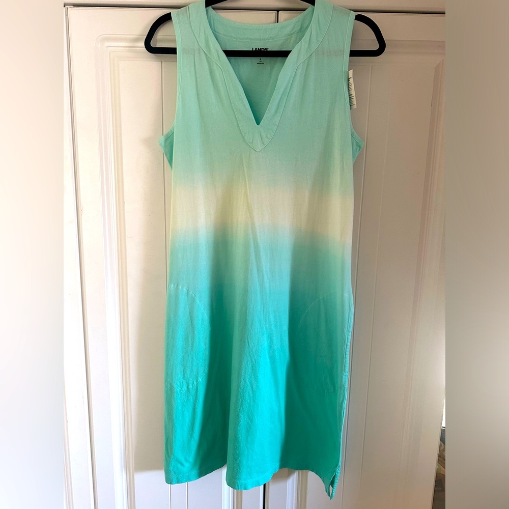 Sleeveless Ombre Dress in Blue and White